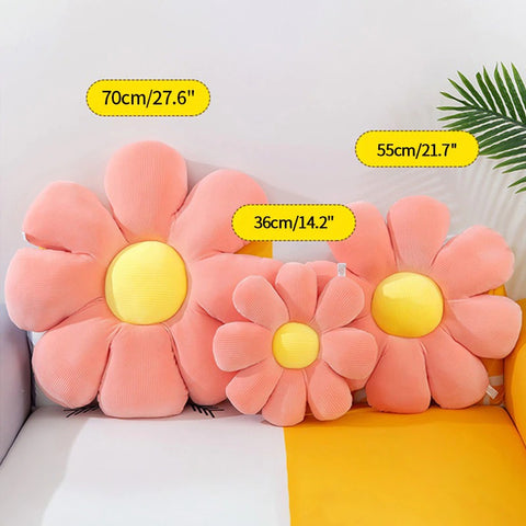 bright colored daisy flower shaped throw pillow roomtery